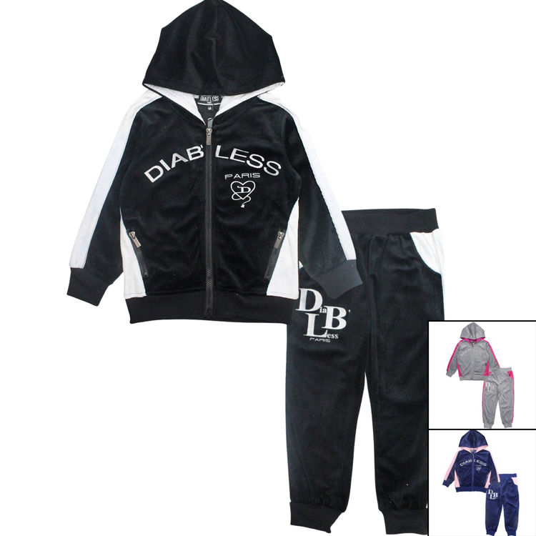 Picture of LOB1206-VELVET FEEL GIRLS TRACKSUIT / JOGGING (4-15YEARS)